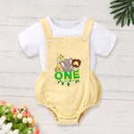 Baby boy gentleman romper set with short sleeve T-shirt and suspenders