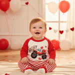 Black baby boy pants with heart print Valentine's Day design