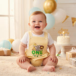 Stylish baby boy suspender romper outfit for summer