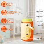 baby milk warmer with five adjustable temperature settings from 38 to 50 degrees Celsius