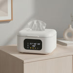 Baby wipe warmer with three adjustable temperature settings and digital display