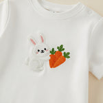 Toddler short sleeve T-shirt with cute bunny and carrot embroidery
