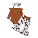 infant baby girl jumpsuit with printed flare pants