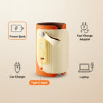 portable milk warmer with USB Type-C power and temperature controls