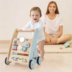 Wooden toddler activity walker designed for indoor exploration